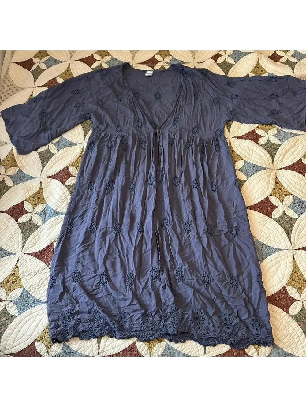 Navy blue fairy fairycore kimono flowy summer layering ren fair Size XXL - Picture 2 of 4
